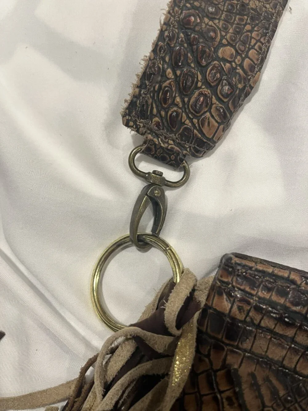 Reworked Louis Vuitton Fringe Bag Leopard Calf Hair Crocodile Embossed Boho
